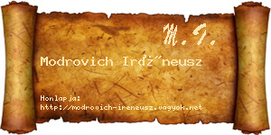 Modrovich Iréneusz névjegykártya